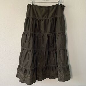 Vintage Y2K Brown Forest Fairy Fairycore Festival Tiered Embroidered Skirt Sz 14